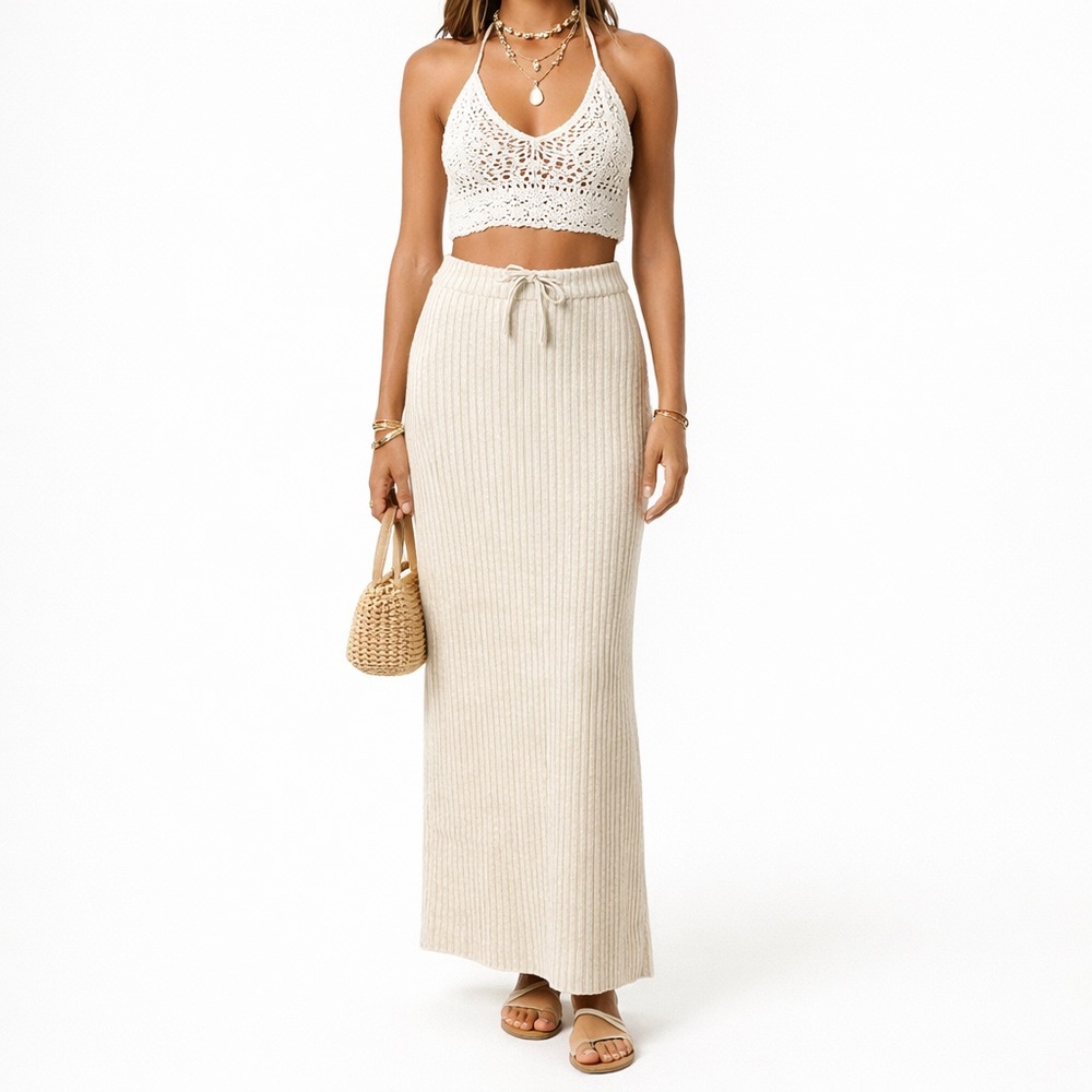 Chic Beige Maxi Skirt NWT